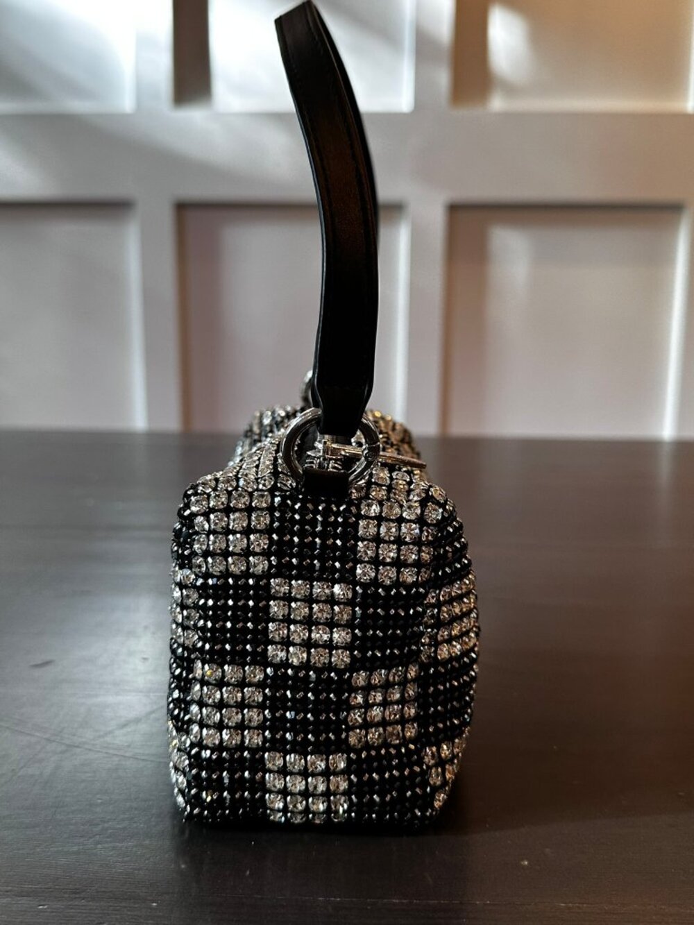 ✨🖤 Bari Lynn Rhinestone Checkerboard Shoulder & Crossbody Purse 🖤✨ - Picture 4 of 11